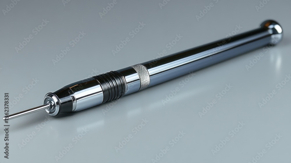 Naklejka premium Sleek Chrome Precision Tool: A Detailed Close-Up