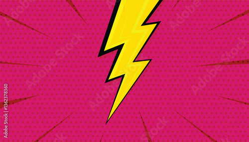 Pink abstract comic background with thunder flash. pop art background. cartoon frame. retro halftone effect