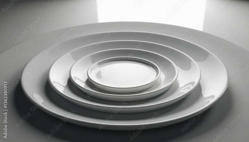 Obraz premium Subtle grayscale gradient forming concentric circles, simple, geometric, modern