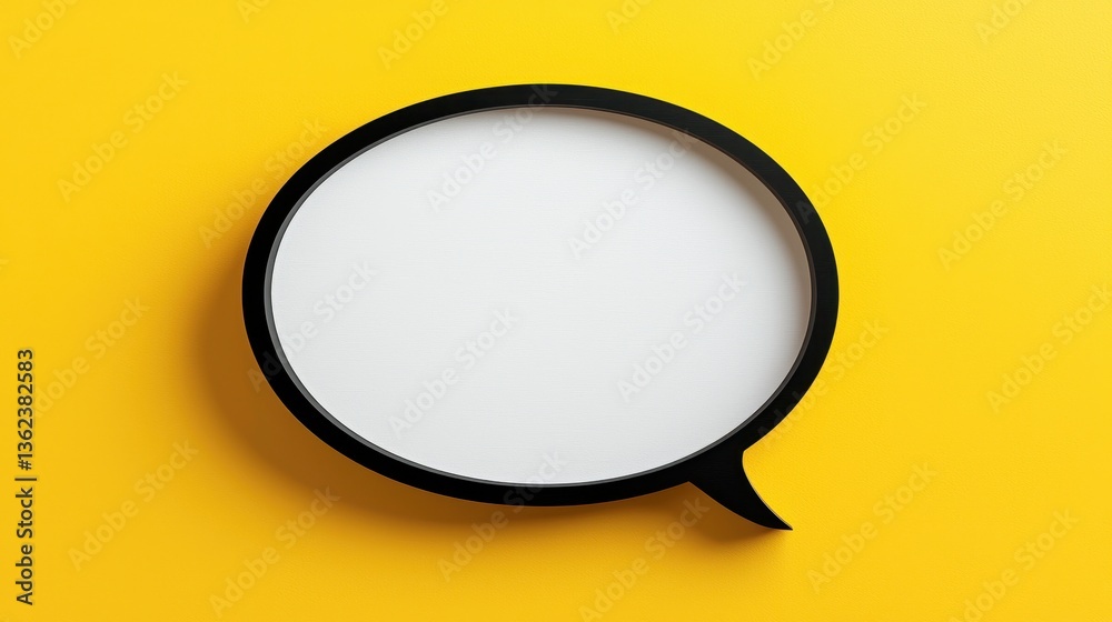 Blank Speech Bubble on Bright Yellow Background for Creative Use Blank Speech Bubble on Bright Yellow Background for Creative Use