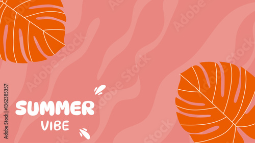 Summer vibe background with abstract object. Bright banner or poster template with vintage color. Vector illustration.