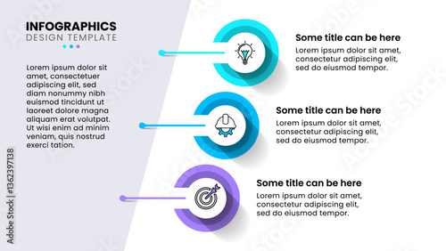 Infographic template. 3 steps with icons and text