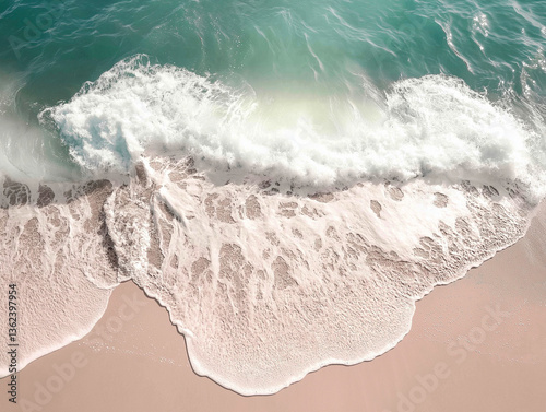 minimalistic and serene aerial view of a beach showcasing the natural beauty of the shoreline. 