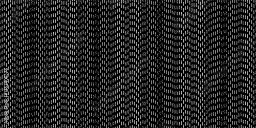 White hand drawn dashes on black bg as a rain seamless patern. Abstract simple texture with chaotic irregular strokes. Vector illustration.
