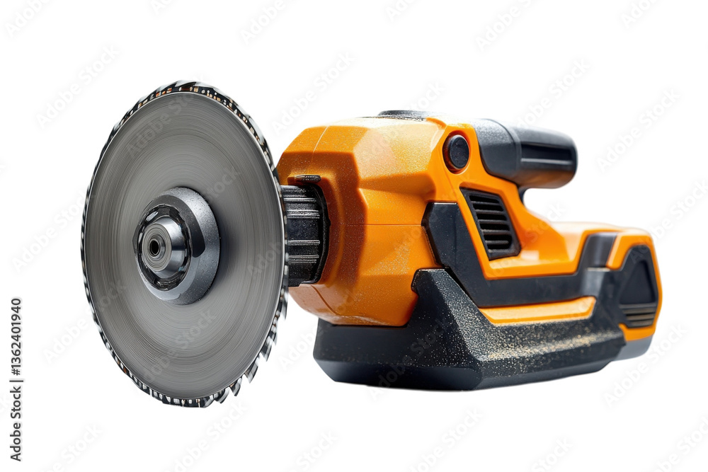 A Powerful Cordless Circular Saw Ready For Action, Gleaming With A Sharp, Metallic Blade And Vibrant Orange Casing Against A Stark White Backdrop Isolated on Transparent Background A Powerful Cordless Circular Saw Ready For Action, Gleaming With A Sharp, Metallic Blade And Vibrant Orange Casing Against A Stark White Backdrop Isolated on Transparent Background