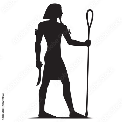 Victorious Egyptian soldier silhouette, triumphing over enemies - Egyptian soldier illustration - Egyptian soldier vector - Egyptian silhouette

