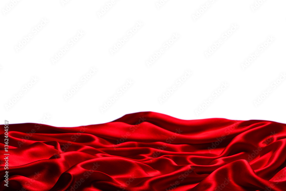 Obraz premium Red silk or satin luxury fabric texture isolated on a white background.