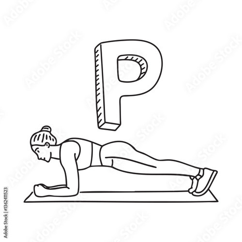 An illustration of letter P stand for plank