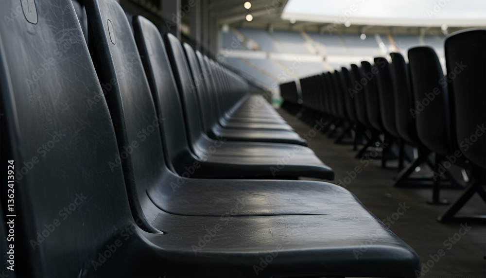 Fototapeta premium Close-Up of Empty Stadium Seats with Blurred Background