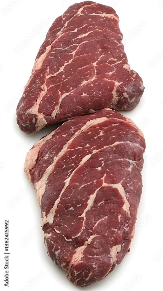 Fototapeta premium Two Raw Marbled Steaks, Beef, Closeup, Food Photography