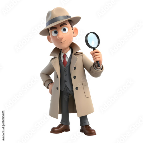 Classic Detective Holding a Magnifying Glass