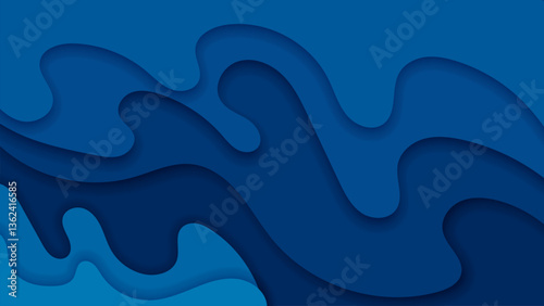 multi colored blue wavy papercut with overlap layers background