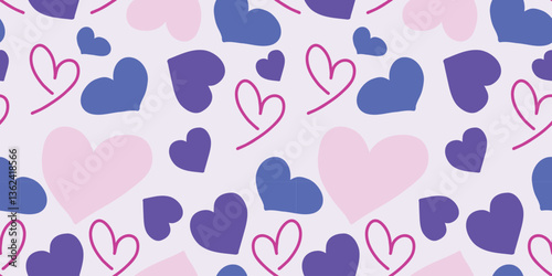 vector illustration pattern seamless hearts pink purple bright for wrapping fabric background
