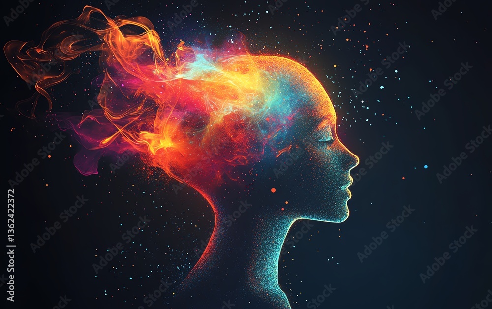 Obraz premium Fiery energy emanating from a head