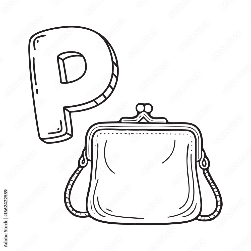 Obraz premium An illustration of letter P stand for pouch