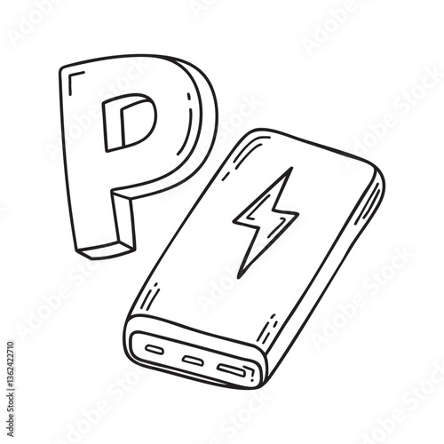 An illustration of letter P stand for powerbank