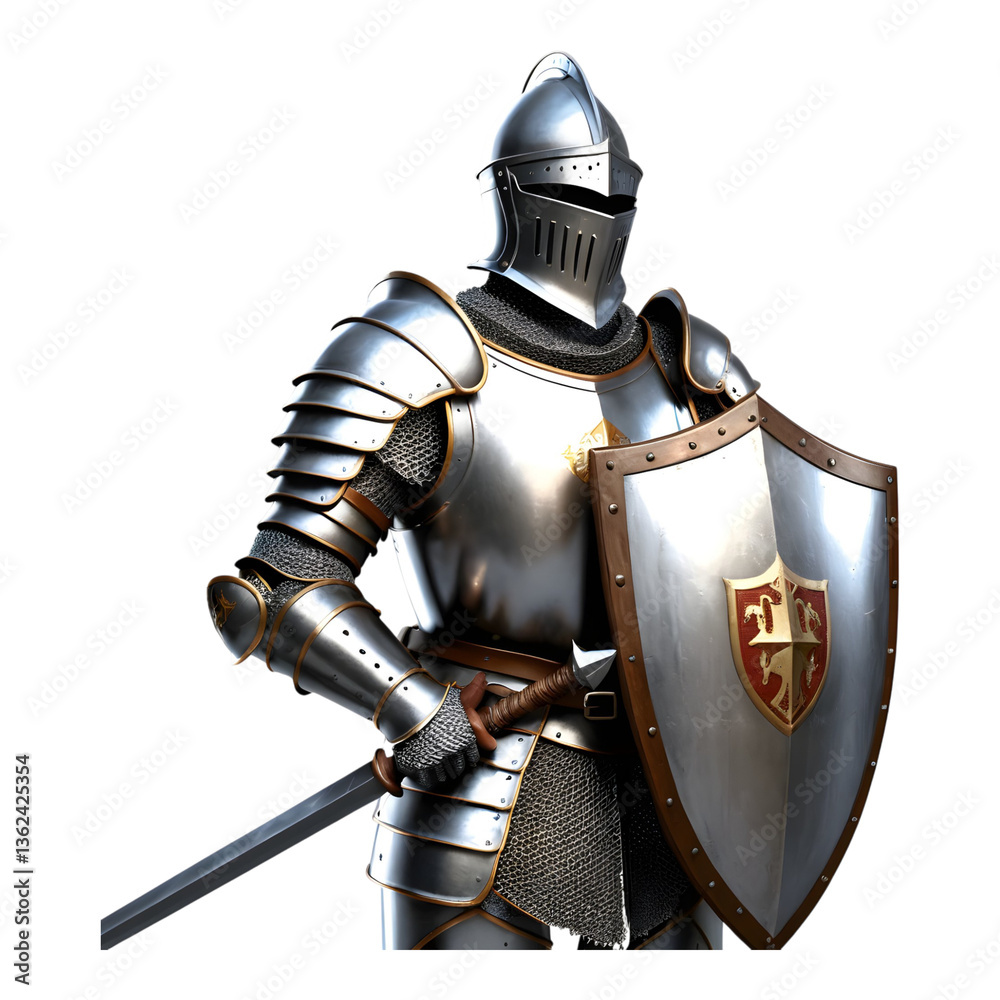 Naklejka premium Medieval knight in shining armor holding a sword