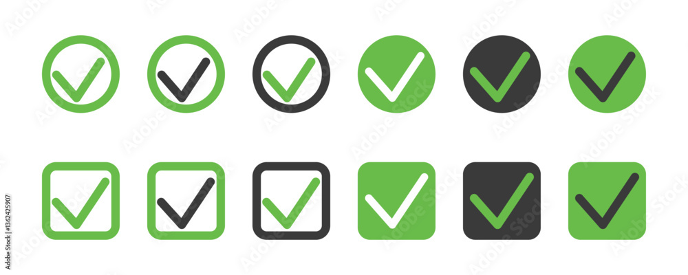 Check mark icon set. Checkmarks and confirm. Check marks for agreement, vote, confirmation, choise. Vector illustration. Check mark icon set. Checkmarks and confirm. Check marks for agreement, vote, confirmation, choise. Vector illustration.