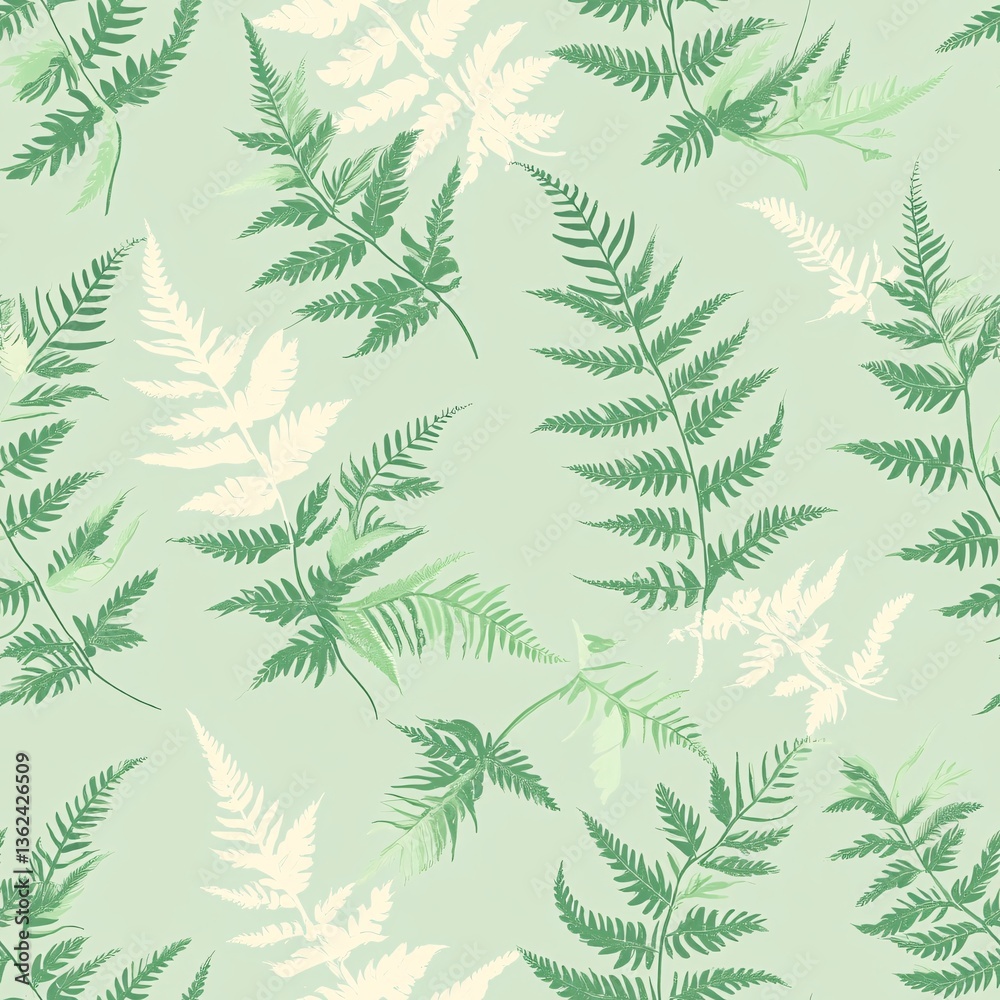 Serene Floating Fern Leaves - Minimalist Seamless Design with Elegance and Grace Serene Floating Fern Leaves - Minimalist Seamless Design with Elegance and Grace