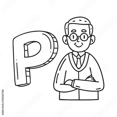 An illustration of letter P stand for professor