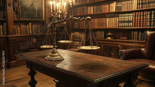 Wallpaper Mural Antique Law Office Scales, Bookshelves, Rich Interior. Possible Use Stock Photo Torontodigital.ca