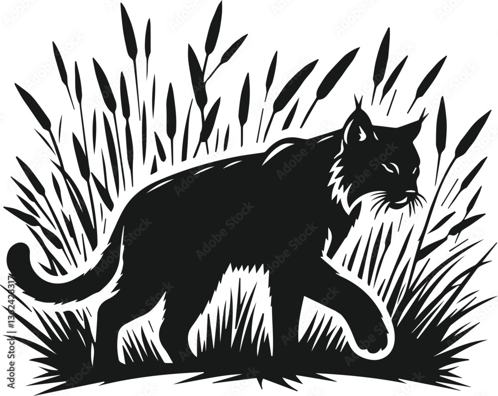 Fototapeta premium Bobcat animal silhouette vector