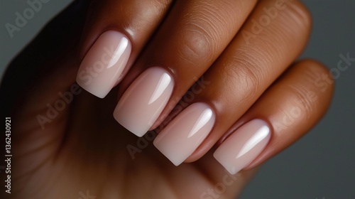 Wallpaper Mural Close-up of a person's hand with their fingers slightly spread apart. the nails are painted with a light pink polish and have a glossy finish. Torontodigital.ca