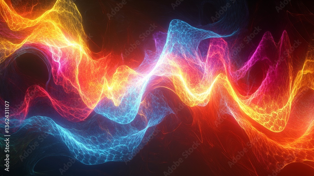 Fototapeta premium Abstract image of glowing neural pathways in a complex, digital design, with soft, flowing colors in the background
