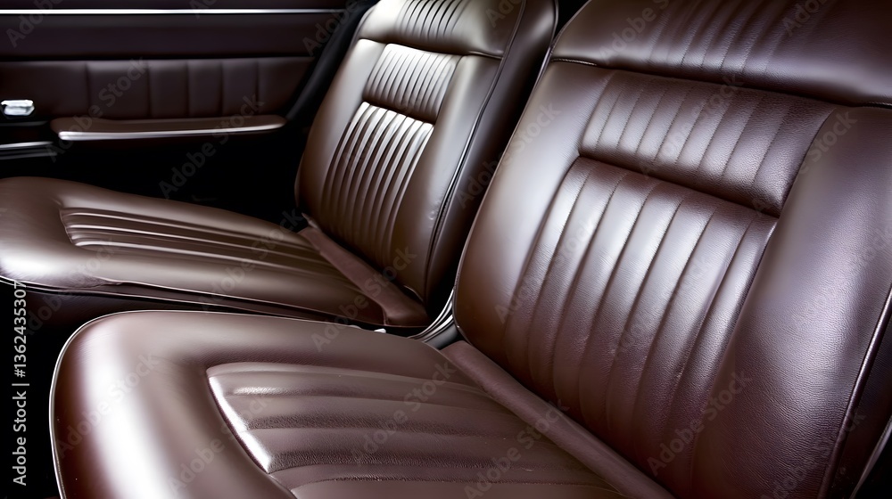 Obraz premium Luxurious Vintage Car Leather Seats Interior Detail