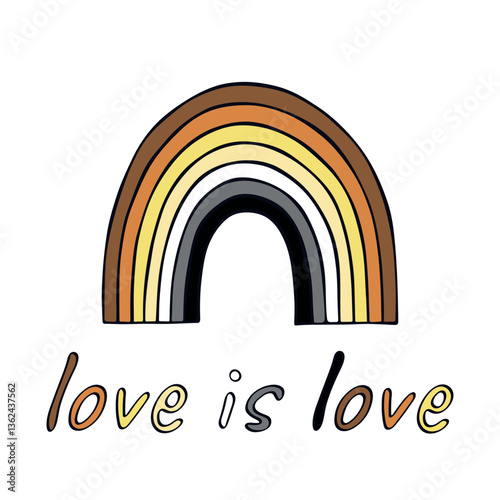 Colorful rainbow shape Bear brotherhood pride flag Happy pride day LGBTQIA community Pride Month Vector hand drawn doodle for posters, stickers, logo, cards