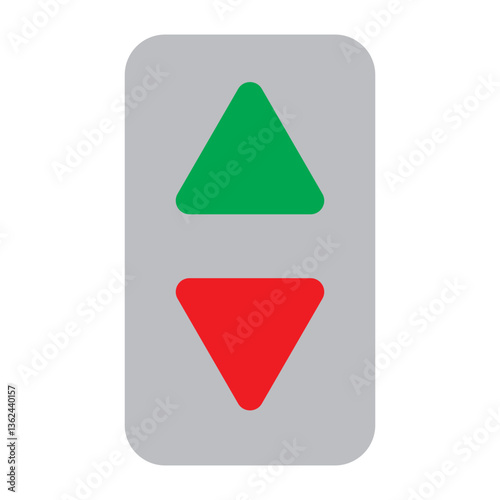 Triangle up and down buttons flat icon design