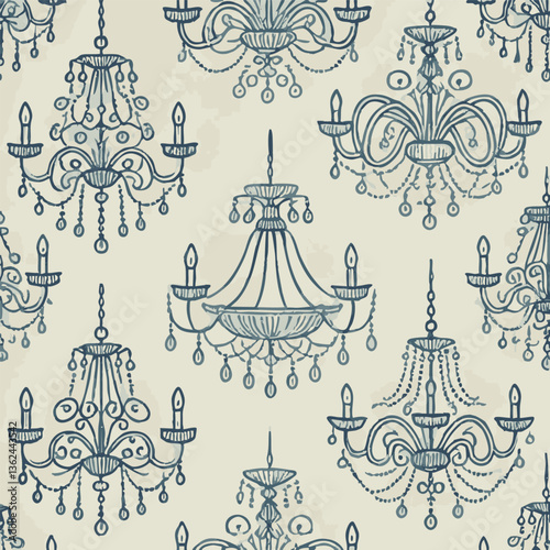 Sketched Chandeliers Print Design in Vector