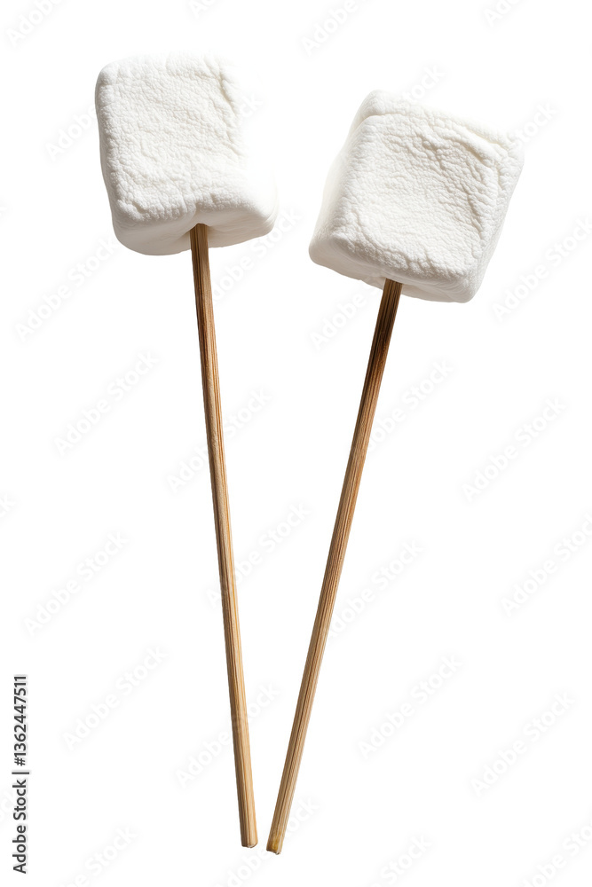 Isolated Two Marshmallows on Sticks Isolated Two Marshmallows on Sticks