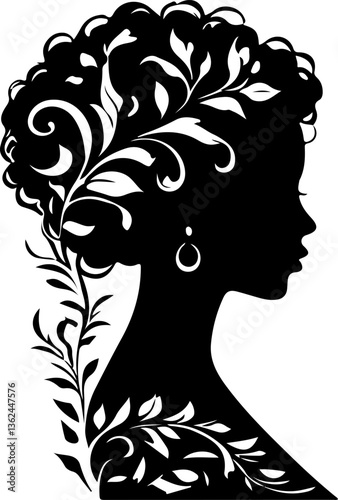 silhouette of a girl with flowers