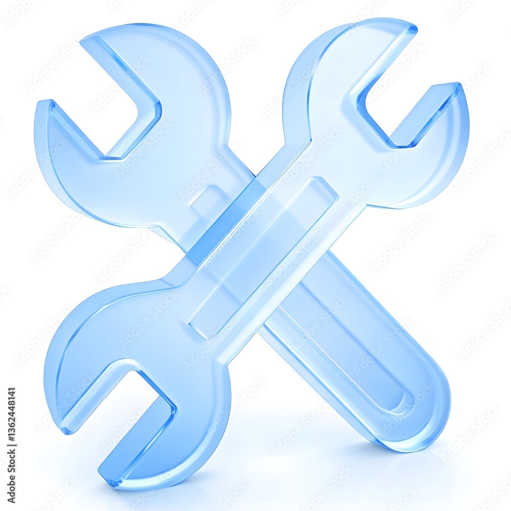 3D Blue Wrench Icon. Tools, Maintenance, and Repair Symbol 3D Blue Wrench Icon. Tools, Maintenance, and Repair Symbol