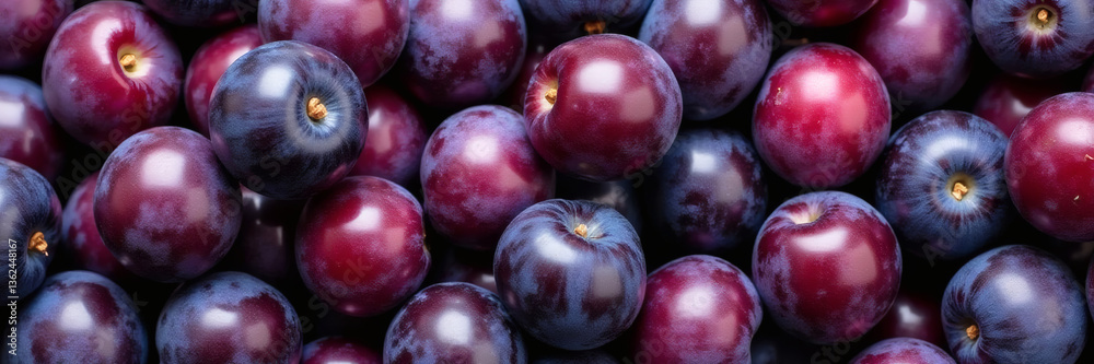 Fototapeta premium Seamless Tileable Background, Fresh Ripe Purple Prunes, Fruit Texture