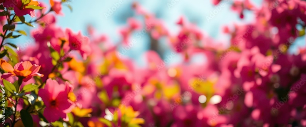 Fototapeta premium Sun-drenched blooms, vibrant hues, soft bokeh, vibrant colors, detail