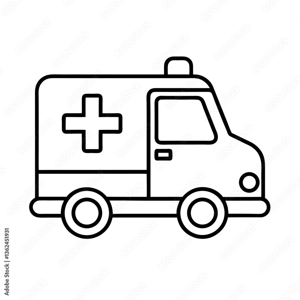 Simple line art illustration of an ambulance. Simple line art illustration of an ambulance.