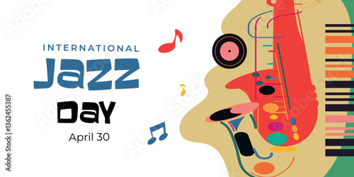 International Jazz Day celebration. Flat World Jazz Day background design. April 30. Vector illustration for card, poster, banner, flyer, greeting, invitation, and event.