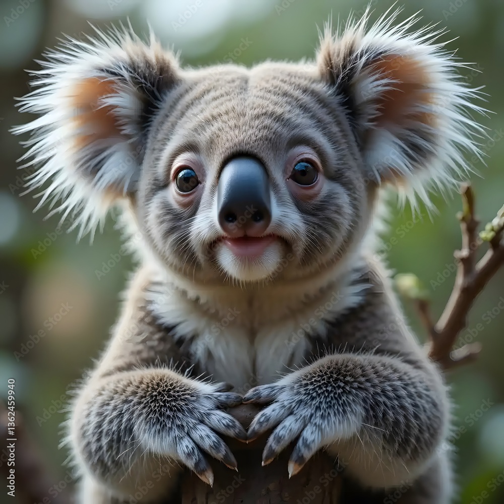 Fototapeta premium Close-Up of a Cute Koala Sitting on a Tree Branch