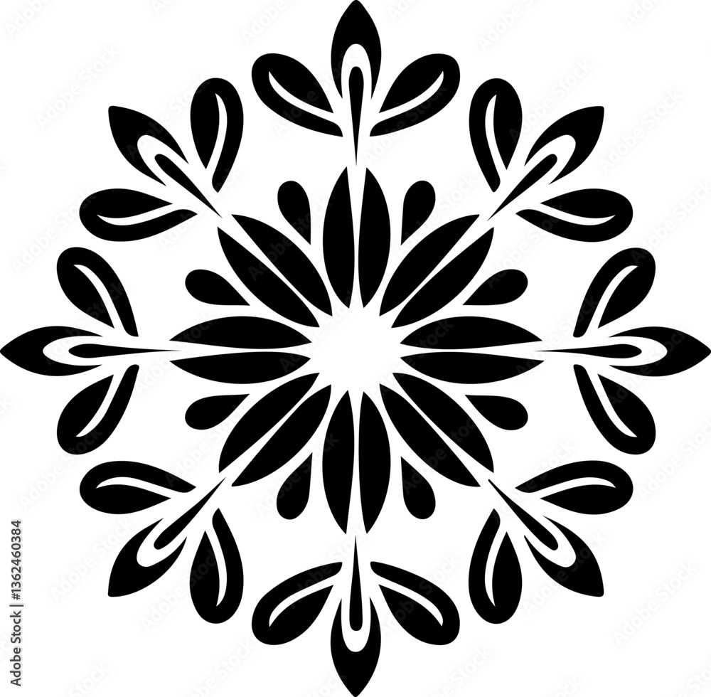 Obraz premium Mandala Stencil Vector Design, Intricate Mandala Stencil Art, Circular Mandala Stencil Vector, Decorative Mandala Template Design, Floral Mandala Stencil Vector, Traditional Mandala Vector Art, Abstra