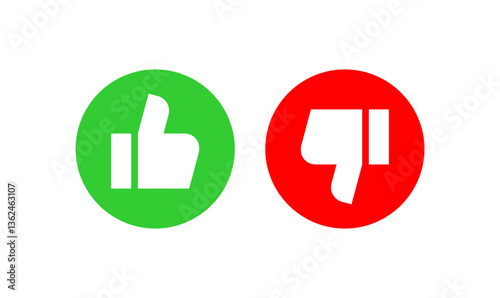 Like and dislike signs. Thumbs up and thumbs down. Flat style