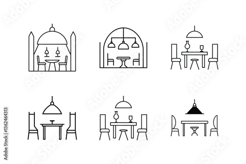 dining room icon line art vector illustration