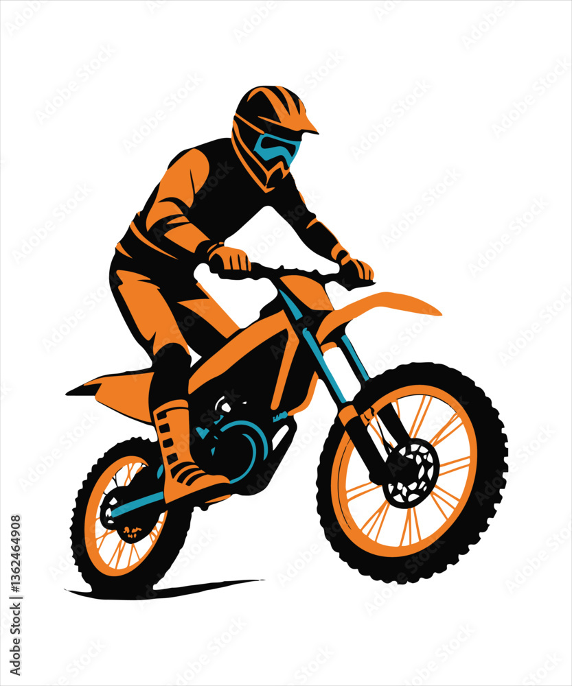 Dynamic motocross rider in action, showcasing sport and speed Dynamic motocross rider in action, showcasing sport and speed