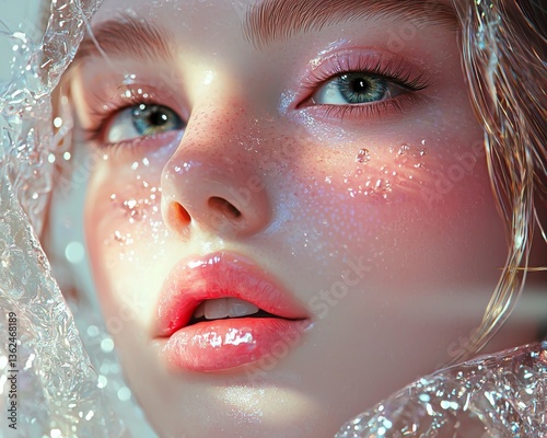 Dreamlike Portrait of a Young Woman Studio Fine Art Photography Ethereal Lighting Close-Up Beauty and Emotion