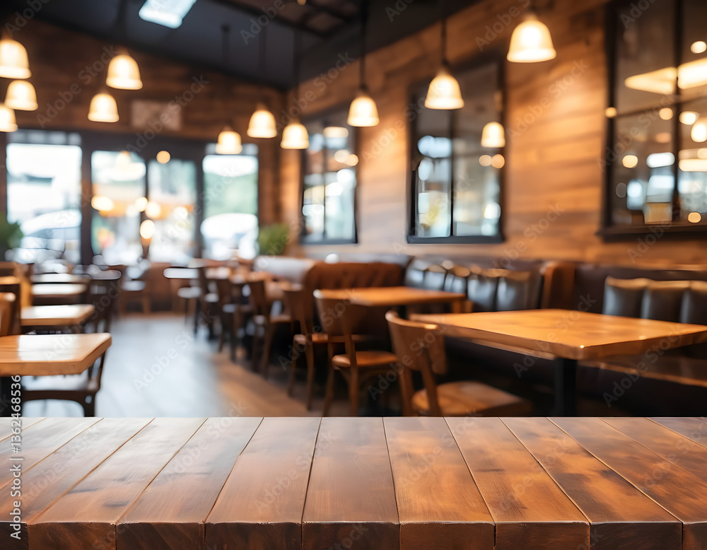 custom made wallpaper toronto digitalWood table top with Restaurant cafe or coffee shop interior for montage product display background