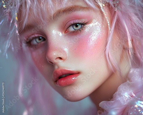 Dreamy Fairytale Portrait of Enchanting Beauty Fantasy Realm Close-Up Ethereal Atmosphere Art Concept