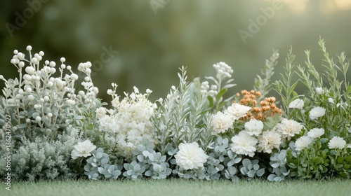 Colorful flowers in a vibrant field with decorative flower plots and mixed plants in bloom