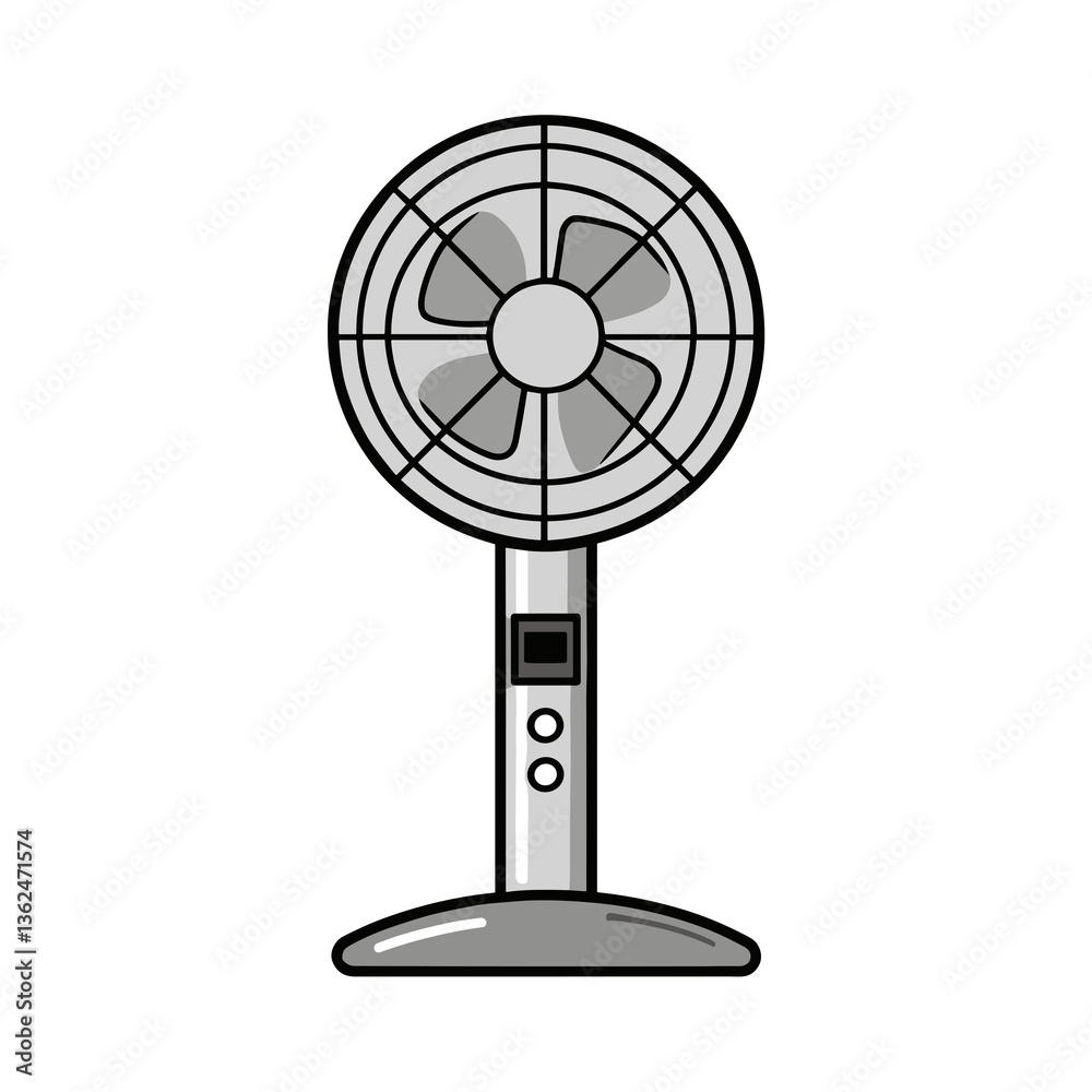 Obraz premium Air conditioner fan illustration in simple style with gray colors 
