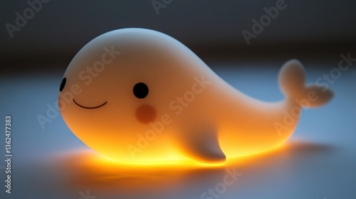Illuminated whale night light glows softly